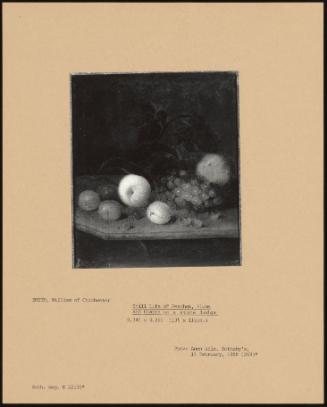 Still Life of Peaches, Plums and Grapes on a Stone Ledge