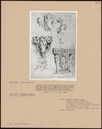 Studies For Architectonic Decoration: Two Studies For Tombs & Altars, Others Studies Of Caryatids & Grotesques.