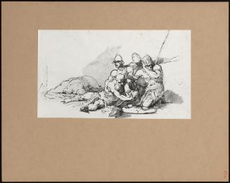 Soldiers Presenting Head Of Enemy To Wounded General