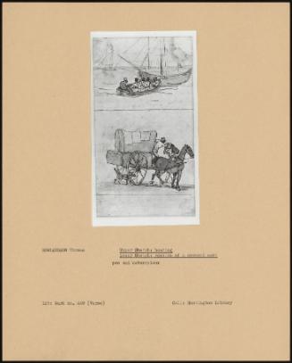 Upper Sketch: Boating; Lower Sketch: Version Of A Covered Cart