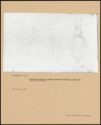 Sketches Including A Female Figure And Possibly A Stage Set