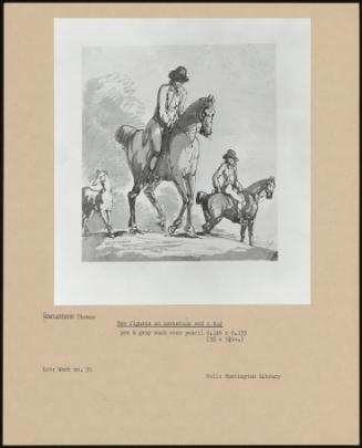 Two Figures On Horseback And A Dog