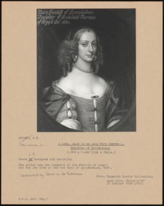 A Lady, Said To Be Lady Mary Campbell, Countess Of Breadalbane