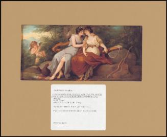 Jupiter Disguised As Diana With Callisto, Seated On A Rock In A Wooded Landscape With Cupid Beyond