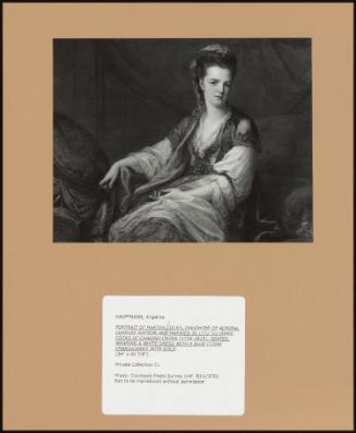 Portrait Of Martha Cocks, Daughter Of Admiral Charles Watson And Married In 1772 To James Cocks Of Charing Cross (1734-1815); Seated, Wearing A White Dress With A Blue Cloak Embroidered With Gold