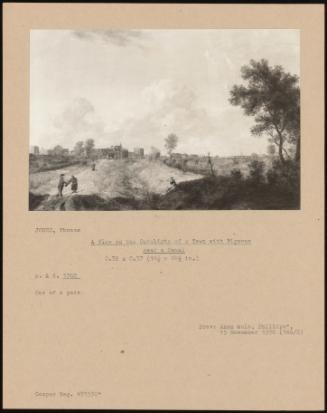 A View On The Outskirts Of A Town With Figures Near A Canal