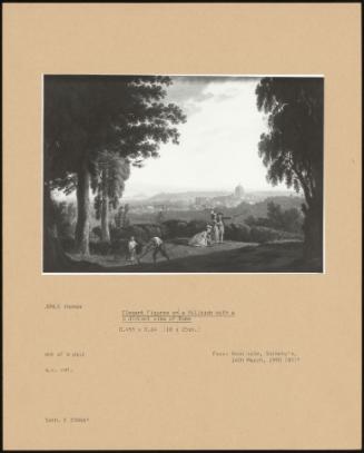 Elegant Figures On A Hillside With A A Distant View Of Rome