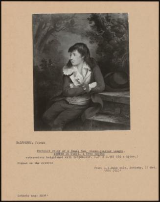 Portrait Study Of A Young Man, Three-Quarter Length, Seated On Steps, A Tree Beyond