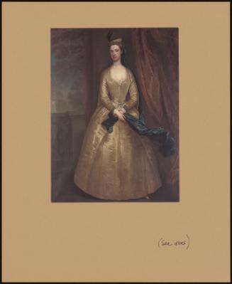 Portrait Of Lady Barbara North, In An Oyster Satin Dress And A Blue Wrap, On A Terrace