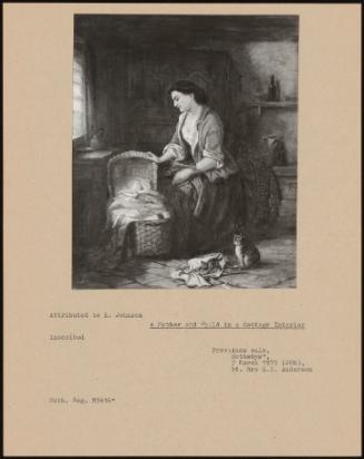 A Mother And Child In A Cottage Interior