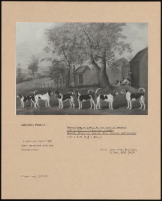 Unkenneling–a Whip by the Door to Kennels with Portraits of Favorite Hounds: Monday, Gamester, Hunter, Pet, Pinter and Farrier