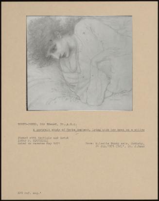 A Portrait Study Of Maria Zambaco, Lying With Her Head On A Pillow