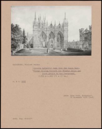 Lincoln Cathedral Seen From The South East, Clergy Walking Towards The Chapter House And Local People In The Foreground