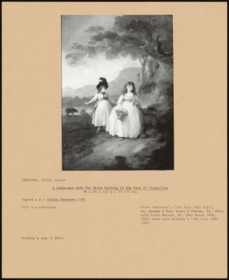 A Landscape With Two Girls Walking In The Vale Of Llangollen