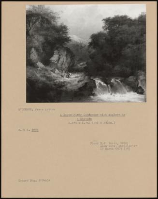 A Rocky River Landscape With Anglers By A Cascade