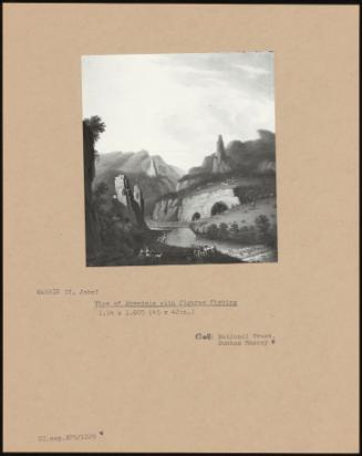 View Of Dovedale With Figures Fishing