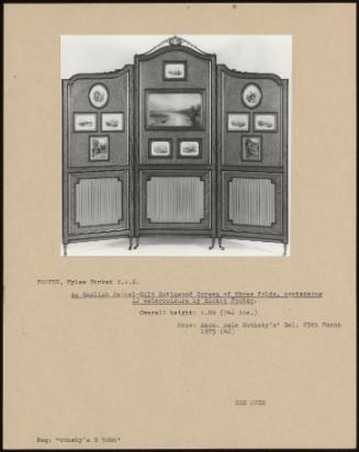 An English Parcel - Gilt Satinwood Screen Of Three Folds, Containing 12 Watercolours By Birket Foster.