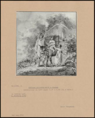 Cottage Children With A Donkey