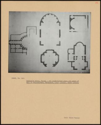 Hadrian's Villa, Tivoli - One Unidentified Plan; And Plans Of Hall Of Philosophers, Serapaeum, Latin Library, Greek Library