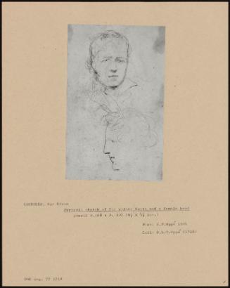 Portrait Sketch Of Sir Walter Scott And A Female Head