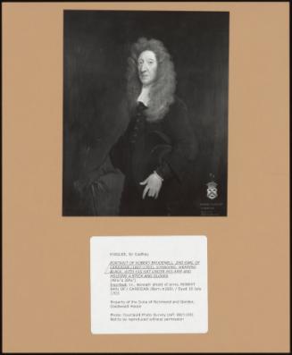 Portrait Of Robert Brudenell, 2nd Earl Of Cardigan (1607-1703), Standing, Wearing Black, With His Hat Under His Arms And Holding A Stick And Gloves