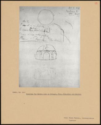 Sketches From Doming Over And Octagon, Plan, Elevation And Section