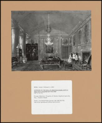 Interior Of The Hall At Drayton House, With A Man With Children By The Fire