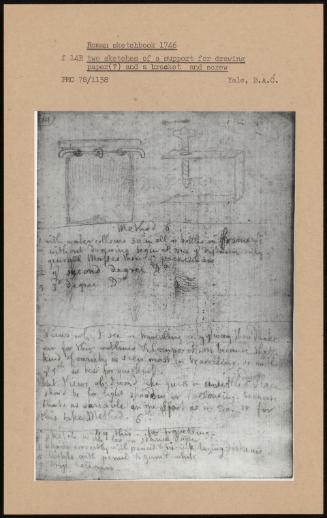 Roman Sketchbook 1746; Two Sketches Of A Support For Drawing Paper( ) And A Bracket And Screw