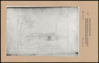 Roman Sketchbook 1746 Framed Composition Of A Colonnaded Piazza And Obelisk And Fountain