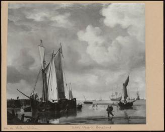 Dutch Vessels Becalmed; Dutch Vessels Inshore And Men Bathing