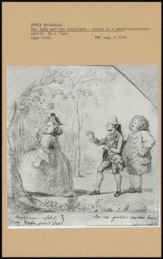 Fat Lady And Two Courtiers - Scene In A Park (Caricature)