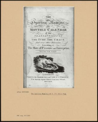 The Sporting Magazine, Vol I 1793 Title Page