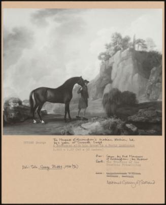 The Marquess of Rockingham's Arabian Stallion Led by a Groom at Cresswell Crays; a Racehorse with His Groom in a Rocky Landscape