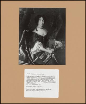 Portrait Of Lady Mary Johnston, Daughter Of James Johnstone, Earl Of Hertfell, And Widow Of Sir George Graham, Bt; 2nd Wife Of Sir George Fletcher From C. 1658; Shown Seated Holding Flowers, And Wearing A Brown Dress And Blue Cloak