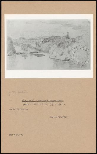 Alake With A Monument Above Trees