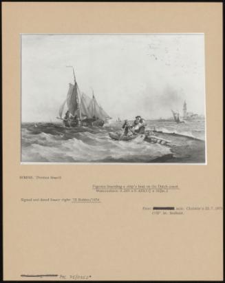 Figures Boarding a Ship's Boat on the Dutch Coast