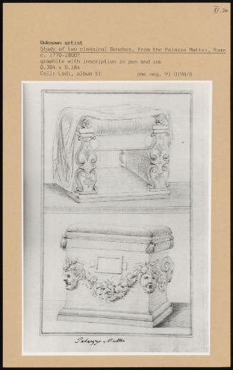 Study Of Two Classical Benches, From The Palazzo Mattei, Rome