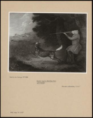 Seated Figure Shooting Duck with Hound.