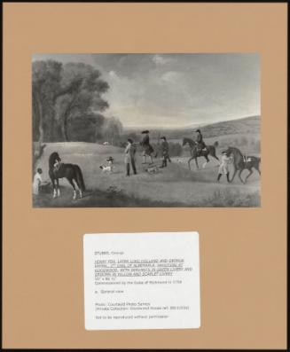 Henry Fox, Later Lord Holland and George Keppel, 3rd Earl of Albemarle, Shooting at Goodwood, with Servants in Green Livery and Grooms in Yellow and Scarlet Livery