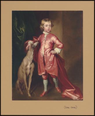 Portrait Of A Boy, In Pink, With A Greyhound