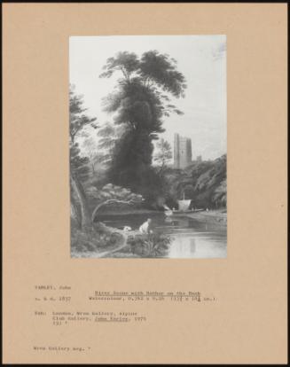 River Scene With Bather On The Bank