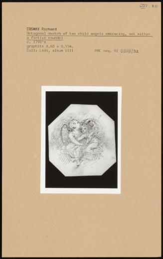 Octagonal Sketch Of Two Child Angels Embracing, Set Within A Fictive Roundel