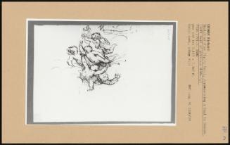 Sketch Of Five Flying Putti, Accompanying A Soul To Heavn (Left Half Of Previous Drawing)