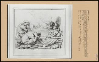 Study Of A Young Girl On Her Deathbed, Held By An Angel Who Points To A Putto In The Sky, With Death In The Background, And Two Female Mourner At The End Of The Bed