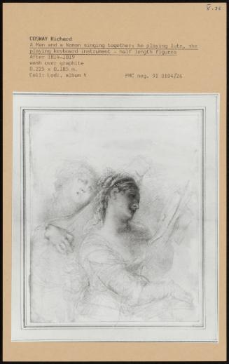 A Man And A Woman Singing Together: He Playing Lute, She Playing Keyboard Instrument - Half Length Figures