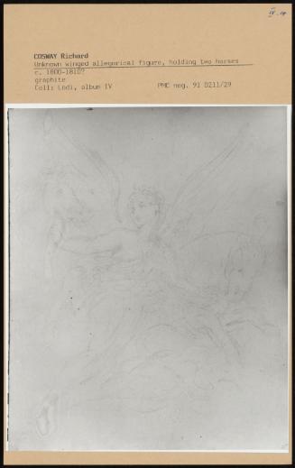 Unknown Winged Allegorical Figure, Holding Two Horses