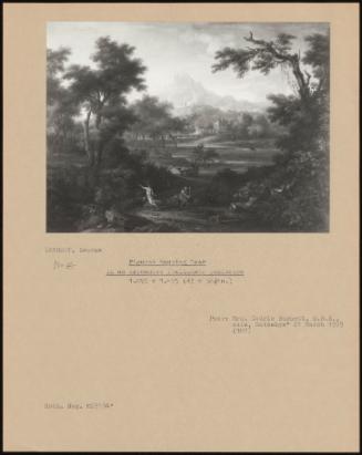 Figures Hunting Deer In An Extensive Italianate Landscape