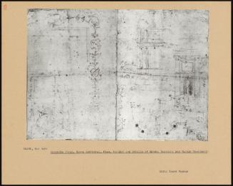 Cappella Chigi, Siena Cathedral, Plan, Section And details Of Window Surround And Marble Revetment