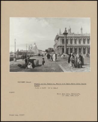 Figures On The Piazzetta, Venice With Santa Maria Della Salute Beyond