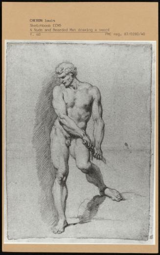 A Nude and Bearded Man Drawing a Sword